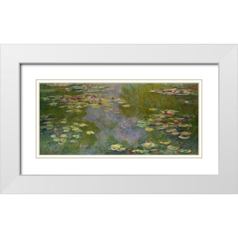 Water Lilies I White Modern Wood Framed Art Print with Double Matting by Monet, Claude