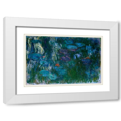 Water Lilies II White Modern Wood Framed Art Print with Double Matting by Monet, Claude
