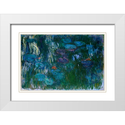 Water Lilies II White Modern Wood Framed Art Print with Double Matting by Monet, Claude