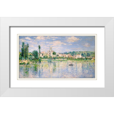 Vetheuil in Summer White Modern Wood Framed Art Print with Double Matting by Monet, Claude