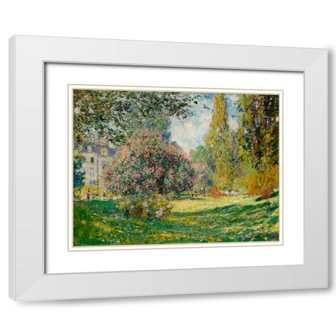 Landscape-The Parc Monceau White Modern Wood Framed Art Print with Double Matting by Monet, Claude