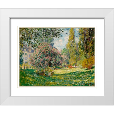 Landscape-The Parc Monceau White Modern Wood Framed Art Print with Double Matting by Monet, Claude