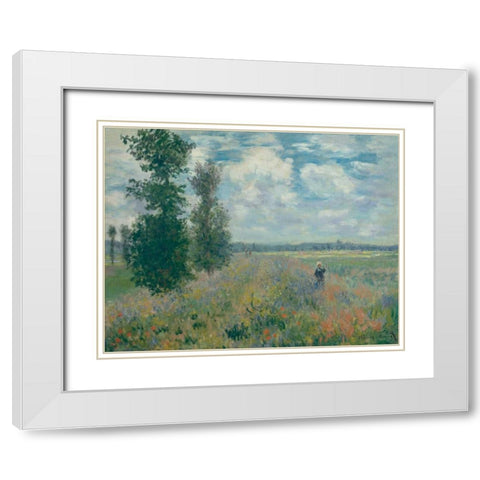 Poppy Fields near Argenteuil White Modern Wood Framed Art Print with Double Matting by Monet, Claude