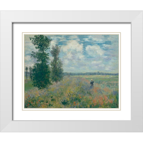 Poppy Fields near Argenteuil White Modern Wood Framed Art Print with Double Matting by Monet, Claude