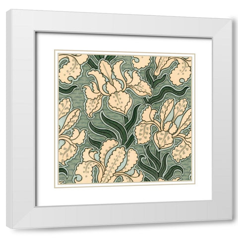 Nouveau Textile Motif II White Modern Wood Framed Art Print with Double Matting by Vision Studio