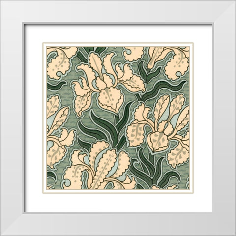 Nouveau Textile Motif II White Modern Wood Framed Art Print with Double Matting by Vision Studio