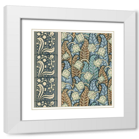 Nouveau Textile Motif IV White Modern Wood Framed Art Print with Double Matting by Vision Studio