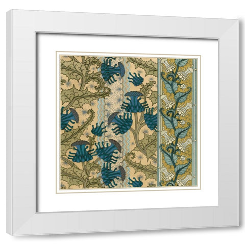 Nouveau Textile Motif VI White Modern Wood Framed Art Print with Double Matting by Vision Studio