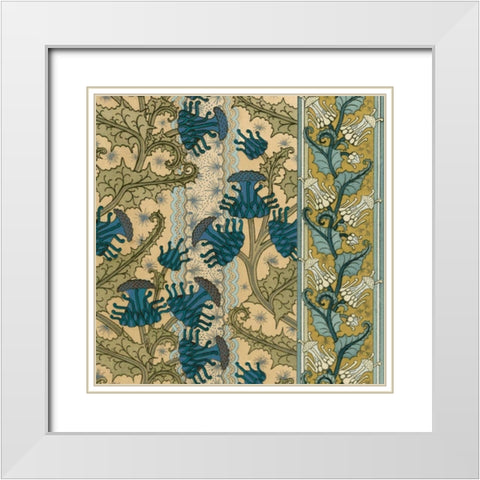 Nouveau Textile Motif VI White Modern Wood Framed Art Print with Double Matting by Vision Studio