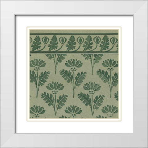 Nouveau Textile Motif VII White Modern Wood Framed Art Print with Double Matting by Vision Studio