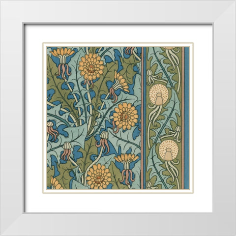 Nouveau Textile Motif IX White Modern Wood Framed Art Print with Double Matting by Vision Studio