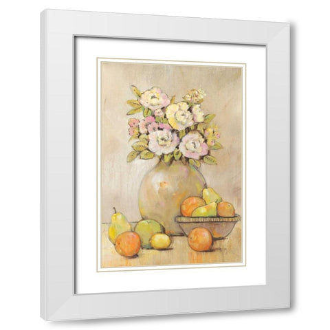 Still Life Study Flowers and Fruit II White Modern Wood Framed Art Print with Double Matting by OToole, Tim