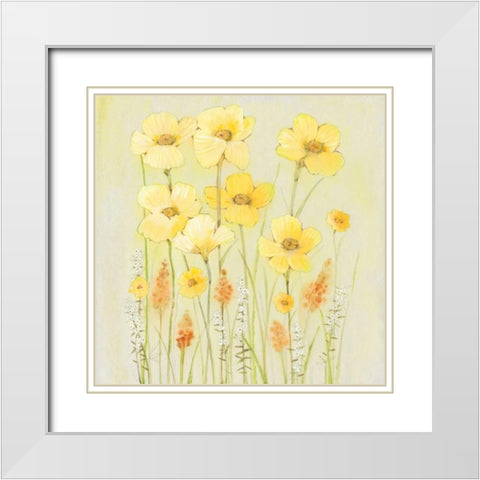 Soft Spring Floral II White Modern Wood Framed Art Print with Double Matting by OToole, Tim