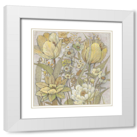 Mix Floral I White Modern Wood Framed Art Print with Double Matting by OToole, Tim