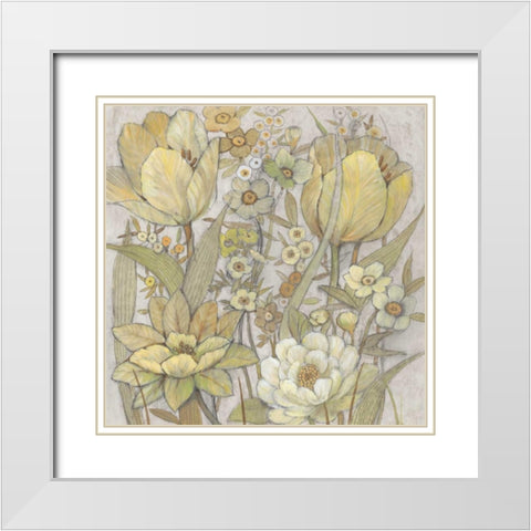 Mix Floral I White Modern Wood Framed Art Print with Double Matting by OToole, Tim