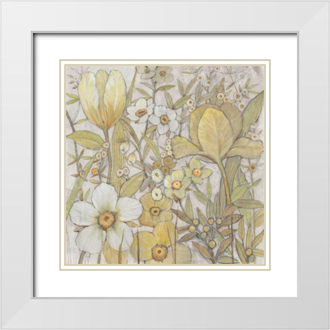 Mix Floral II White Modern Wood Framed Art Print with Double Matting by OToole, Tim