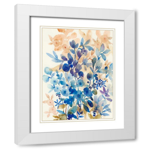 Blueberry Floral I White Modern Wood Framed Art Print with Double Matting by OToole, Tim
