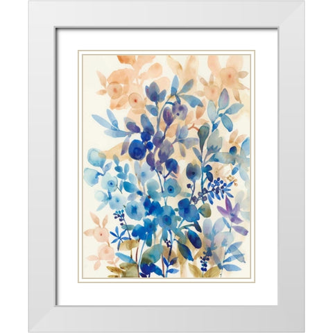 Blueberry Floral I White Modern Wood Framed Art Print with Double Matting by OToole, Tim