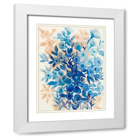 Blueberry Floral II White Modern Wood Framed Art Print with Double Matting by OToole, Tim