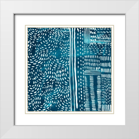 Sashiko Stitches II White Modern Wood Framed Art Print with Double Matting by Zarris, Chariklia