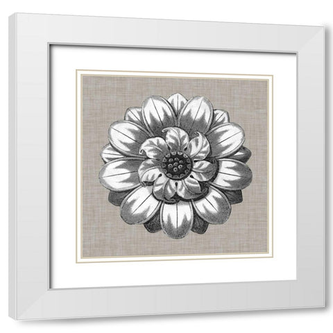 Neutral Rosette Detail IV White Modern Wood Framed Art Print with Double Matting by Vision Studio
