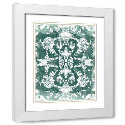Sea Green Kaleidoscope I White Modern Wood Framed Art Print with Double Matting by Vess, June Erica