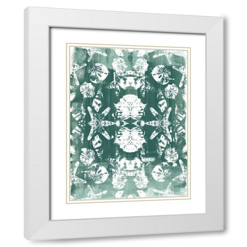 Sea Green Kaleidoscope II White Modern Wood Framed Art Print with Double Matting by Vess, June Erica