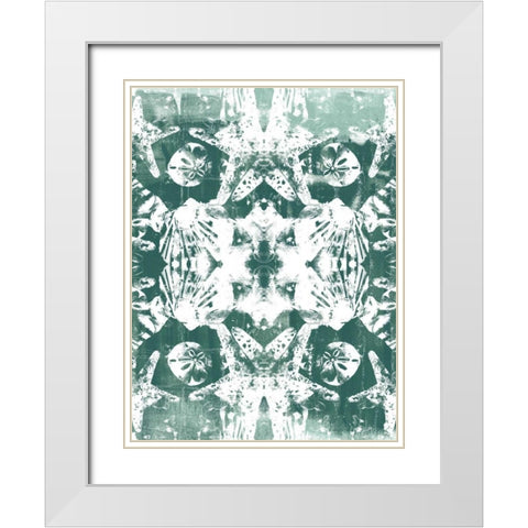 Sea Green Kaleidoscope III White Modern Wood Framed Art Print with Double Matting by Vess, June Erica