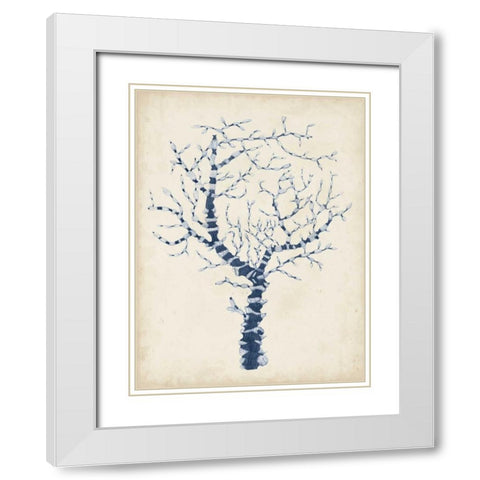 Indigo Coral II White Modern Wood Framed Art Print with Double Matting by Vision Studio