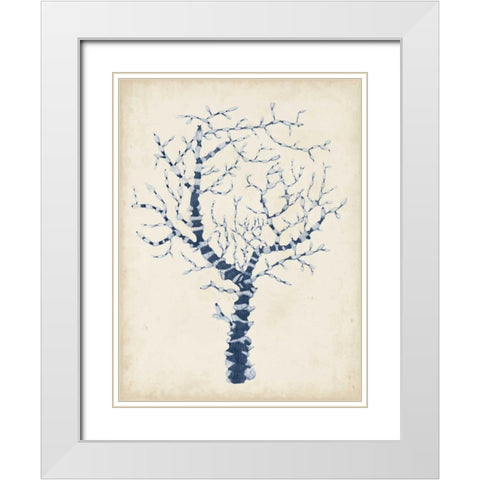 Indigo Coral II White Modern Wood Framed Art Print with Double Matting by Vision Studio