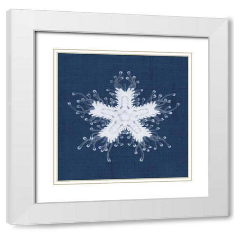 Sea Anemone on Indigo III White Modern Wood Framed Art Print with Double Matting by Vision Studio