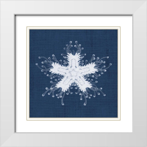 Sea Anemone on Indigo III White Modern Wood Framed Art Print with Double Matting by Vision Studio