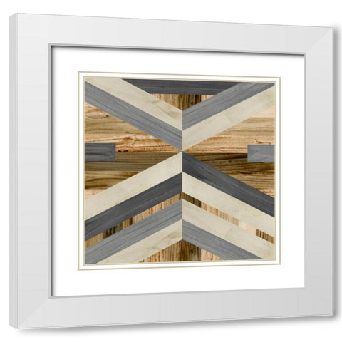 Geometric Inlay I White Modern Wood Framed Art Print with Double Matting by Vess, June Erica