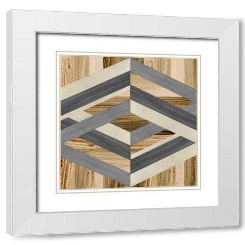 Geometric Inlay II White Modern Wood Framed Art Print with Double Matting by Vess, June Erica