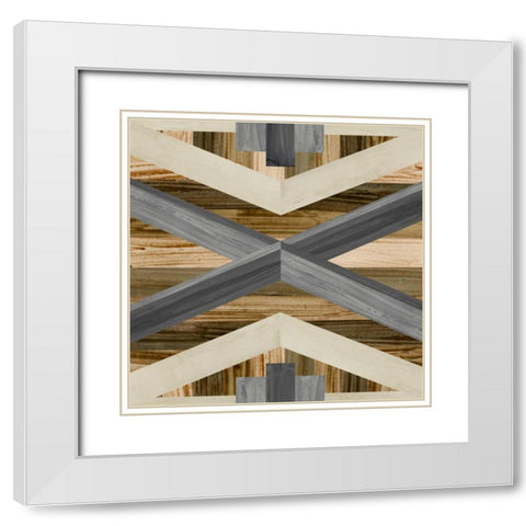 Geometric Inlay III White Modern Wood Framed Art Print with Double Matting by Vess, June Erica