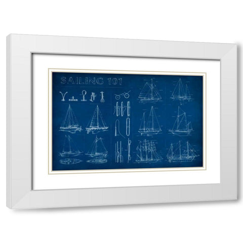 Sailing Infograph White Modern Wood Framed Art Print with Double Matting by Harper, Ethan