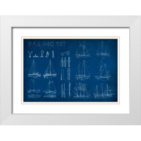 Sailing Infograph White Modern Wood Framed Art Print with Double Matting by Harper, Ethan