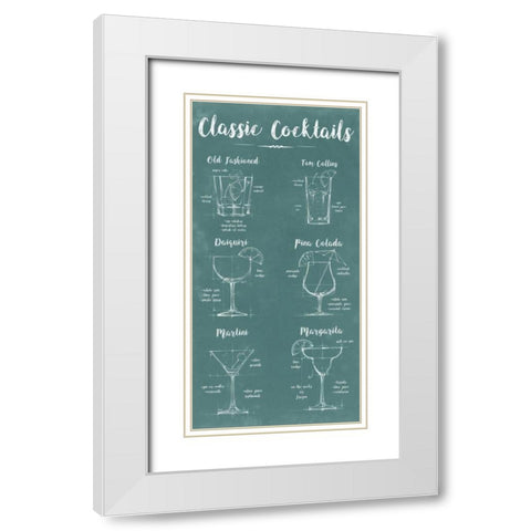 Mixology Infograph White Modern Wood Framed Art Print with Double Matting by Harper, Ethan