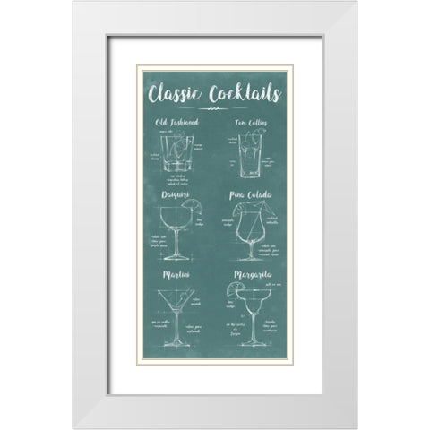 Mixology Infograph White Modern Wood Framed Art Print with Double Matting by Harper, Ethan