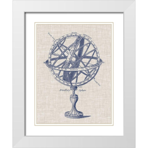 Armillary Sphere on Linen I White Modern Wood Framed Art Print with Double Matting by Vision Studio