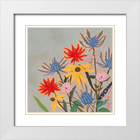 Thistle Bouquet I White Modern Wood Framed Art Print with Double Matting by Borges, Victoria
