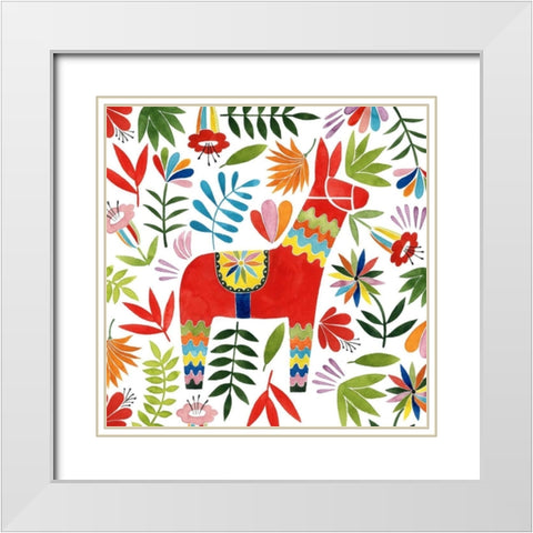 Festive Otomi II White Modern Wood Framed Art Print with Double Matting by Popp, Grace