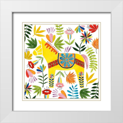 Festive Otomi III White Modern Wood Framed Art Print with Double Matting by Popp, Grace