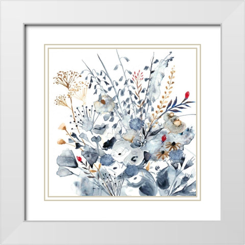 Indigo and Ochre I White Modern Wood Framed Art Print with Double Matting by Borges, Victoria