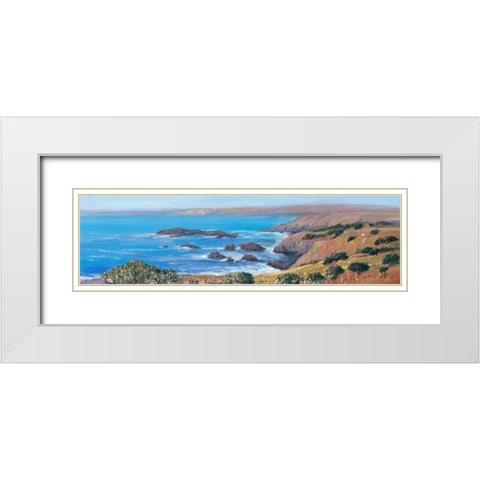 Panoramic Ocean View I White Modern Wood Framed Art Print with Double Matting by OToole, Tim