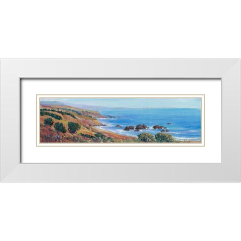 Panoramic Ocean View II White Modern Wood Framed Art Print with Double Matting by OToole, Tim