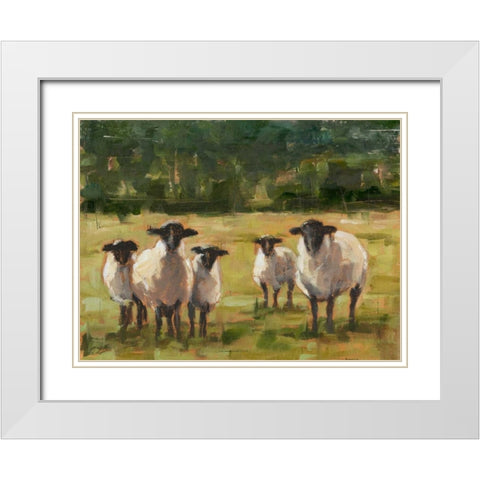 Sheep Family I White Modern Wood Framed Art Print with Double Matting by Harper, Ethan