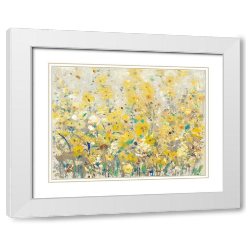 Cheerful Garden I White Modern Wood Framed Art Print with Double Matting by OToole, Tim