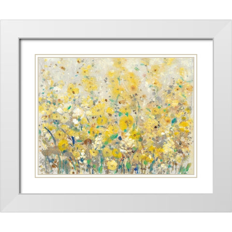 Cheerful Garden I White Modern Wood Framed Art Print with Double Matting by OToole, Tim