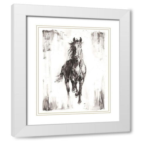 Rustic Black Stallion I White Modern Wood Framed Art Print with Double Matting by Harper, Ethan